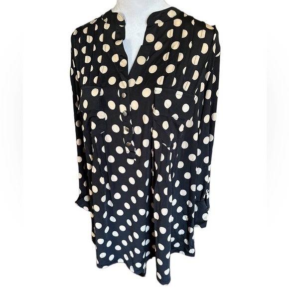 COCOMO 2X Black Beige Plus Size 3/4 sleeve women's Pintuck Blouse … - Picture 4 of 13